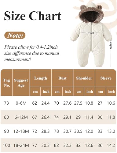 NEAWEALY Baby Winter Overall Schneeanzüge Fleece Gefüttert Warmer Jumpsuit mit Kapuze