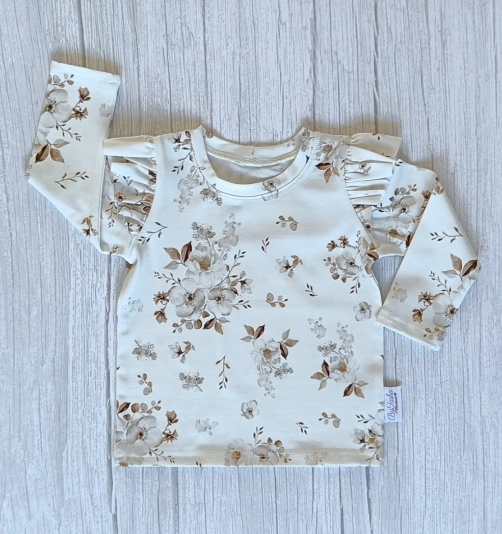 JASMIN Rüschen Shirt in cremefarbe - Handmade - ALBAY
