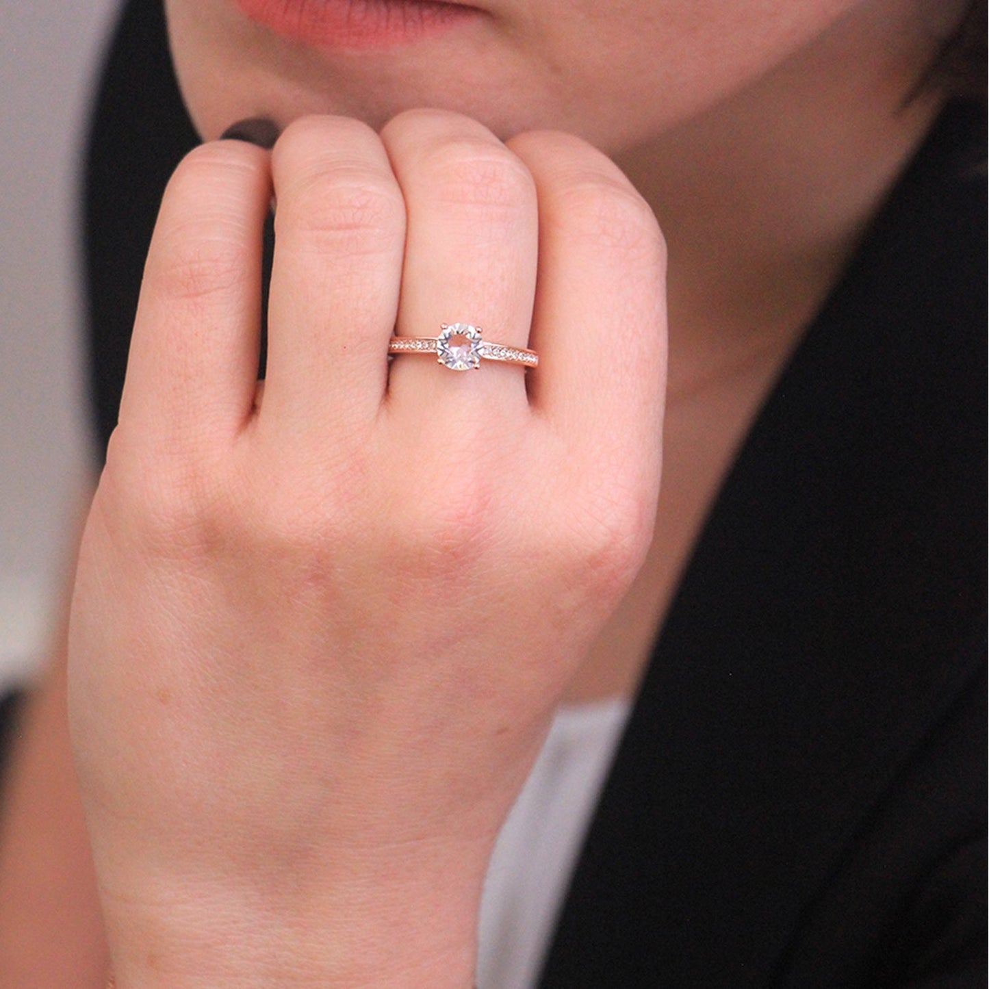 ELISE Ring - Roségold und Kristall - ALBAY