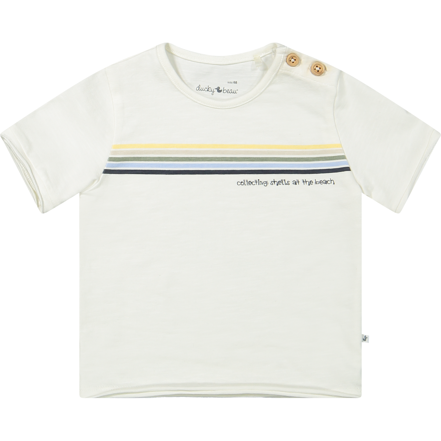 BEACH Shirt in weiß mit mehrfarbigen Streifen