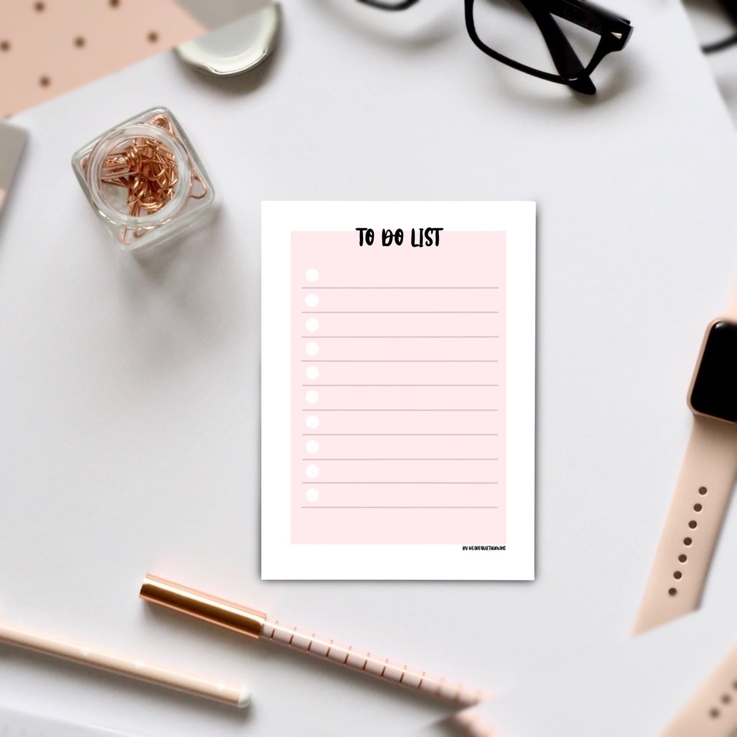 To Do Liste A6 50 Blatt, Notizblock, Minimal in rosa