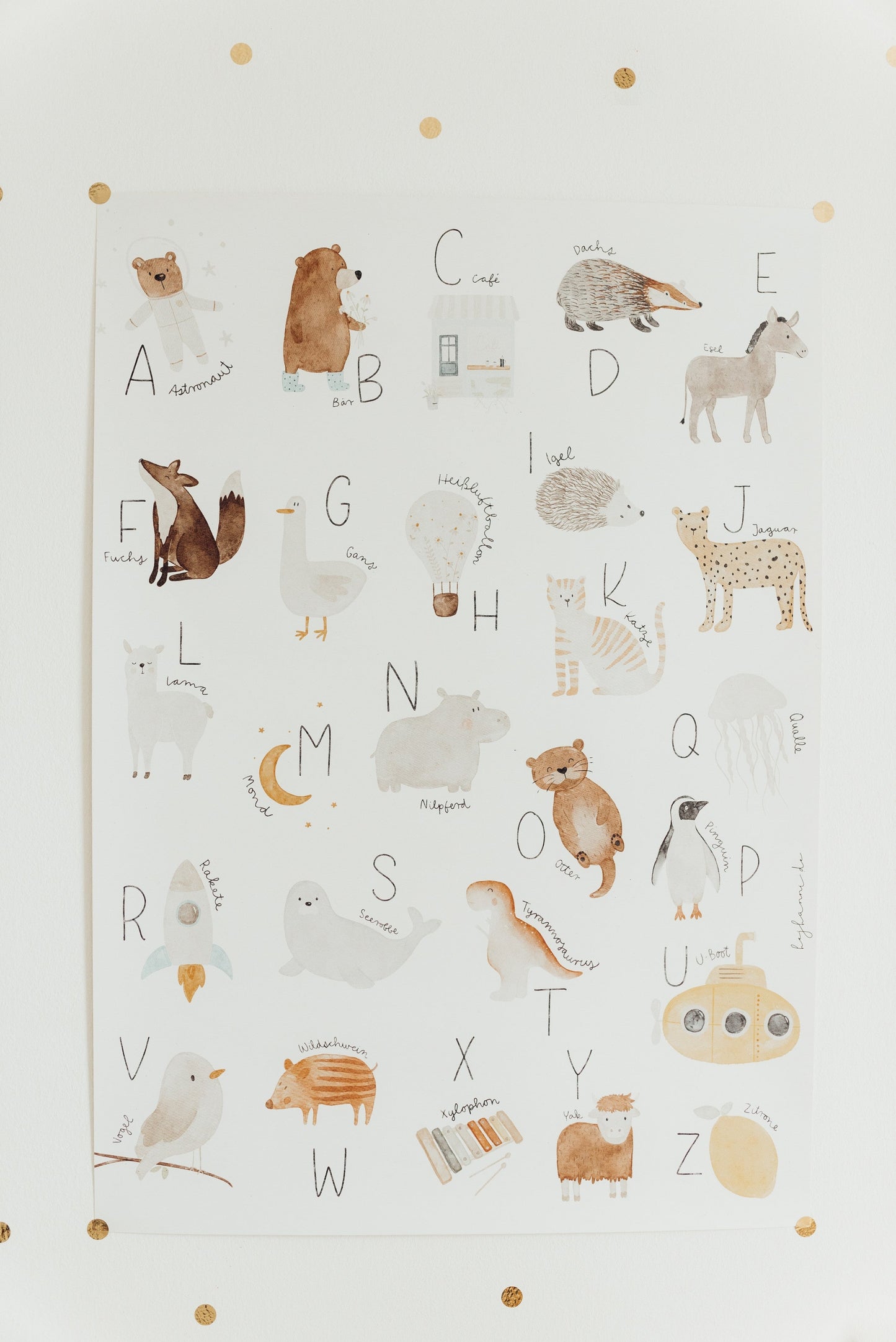 Poster Alphabet A4 Tiere