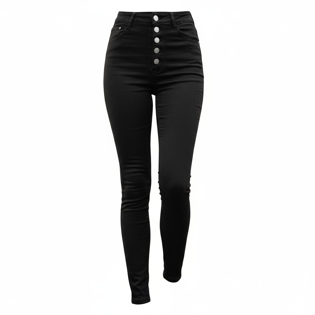 LOCCA Skinny High Waist Jeans mit Knöpfen in schwarz