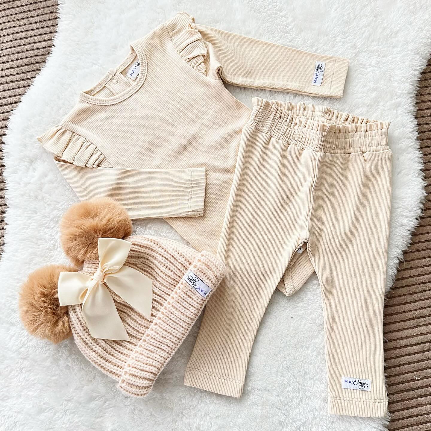 HELENA Hose mit Rüschen am Bund in beige - ALBAY