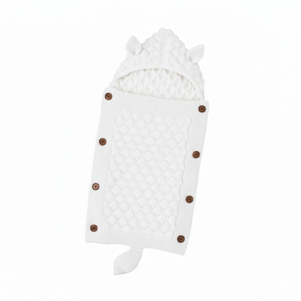 FUCHSIA Gestrickter Schlafsack mit Fleece in weiß - ALBAY