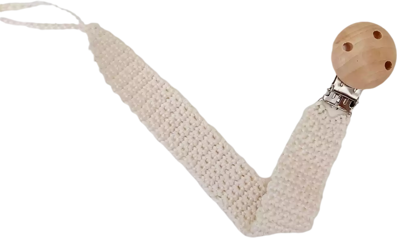 VOOR Strick Schnullerkette in ecru - Handmade - ALBAY
