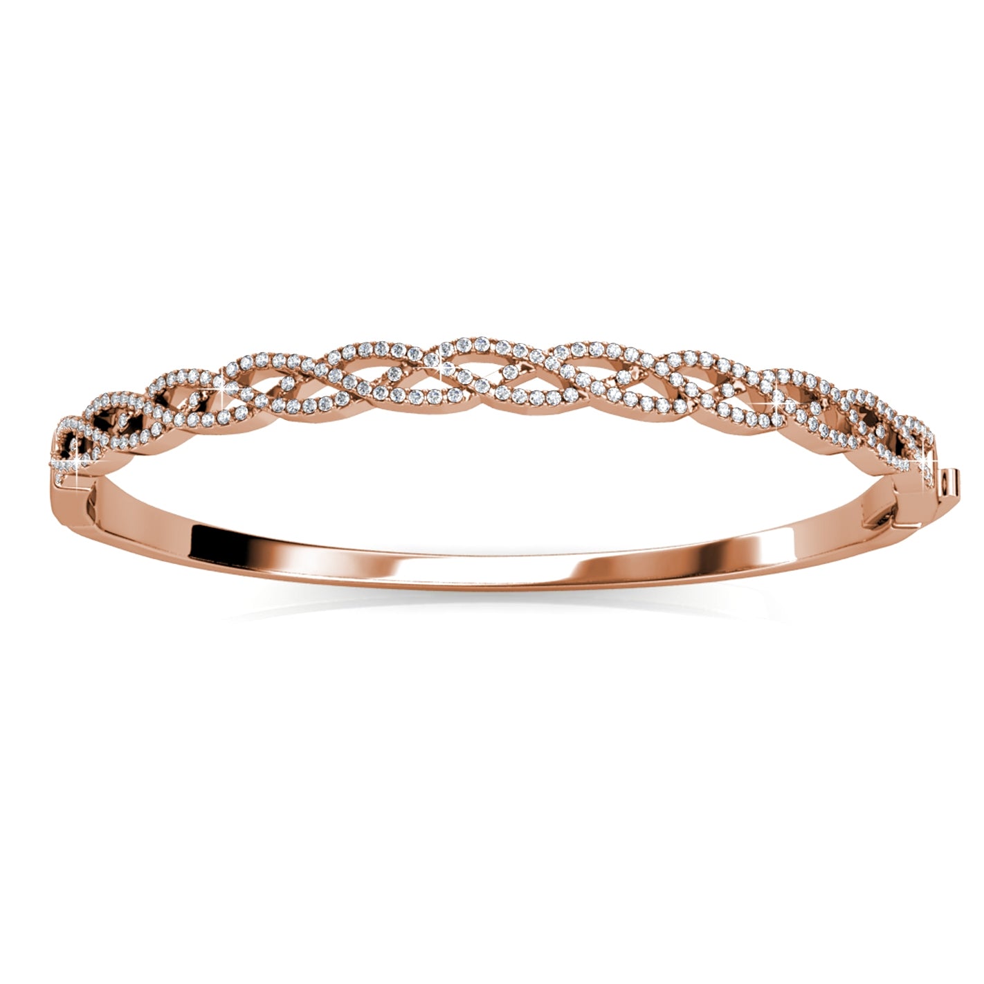 ALLURA Geflochtenes Armband — Roségold und Kristall