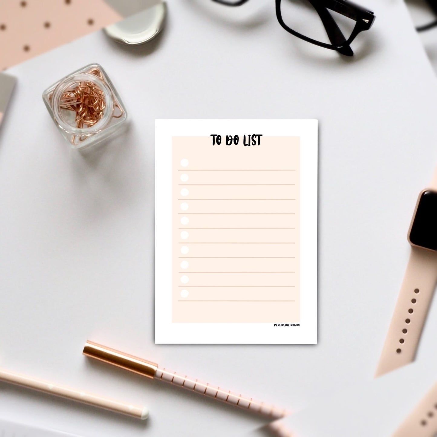 To Do Liste A6 50 Blatt, Notizblock, Minimal in pfirsich