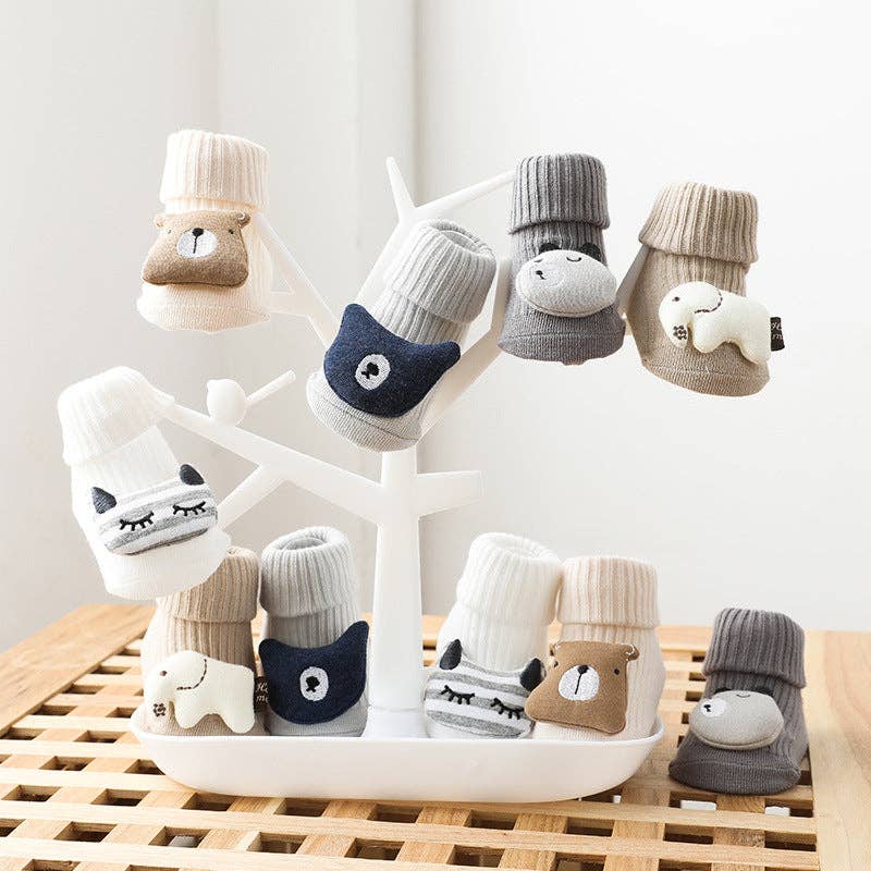 ELEFANT Baby Socken in dunkelbeige-creme