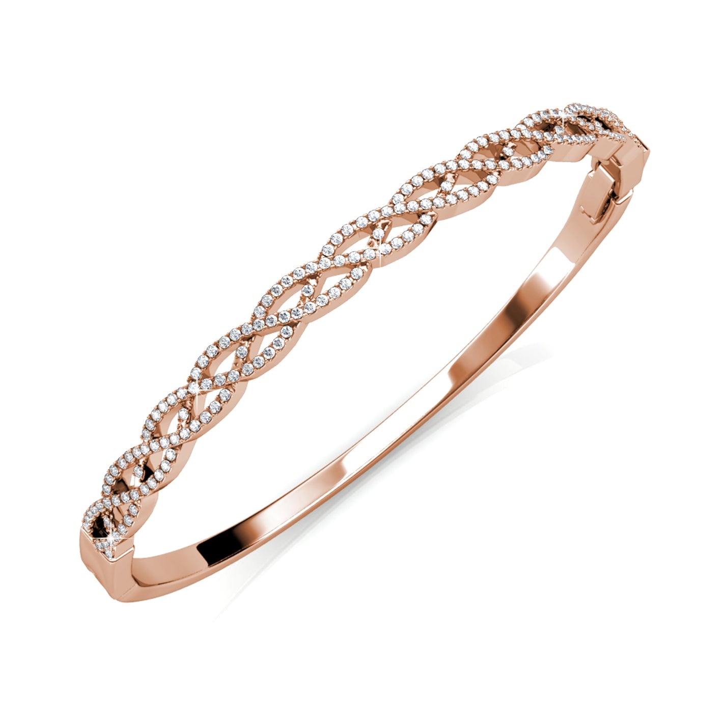 ALLURA Geflochtenes Armband — Roségold und Kristall