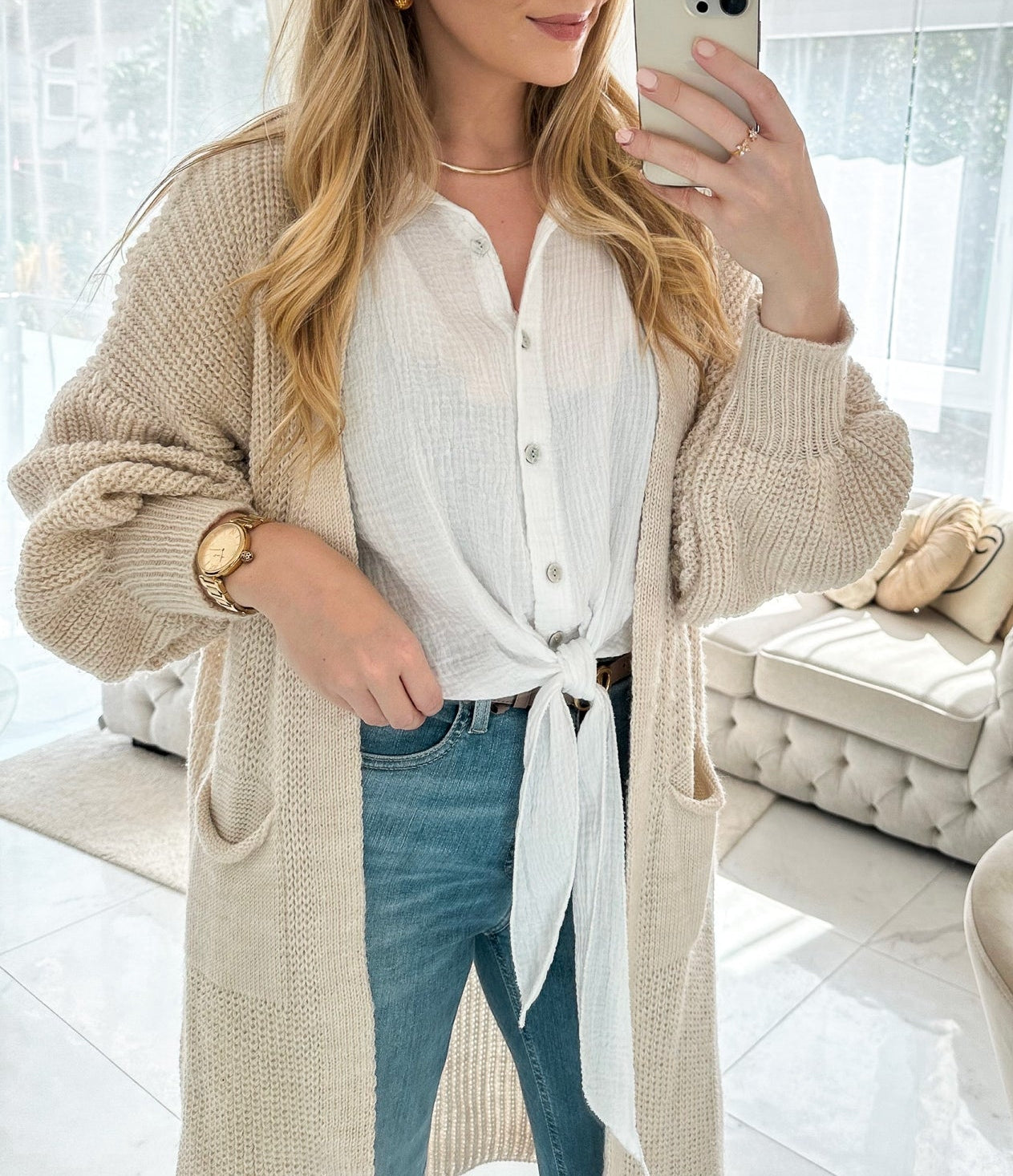 ALIYA Musselin Bluse mit Schleifenband in weiß