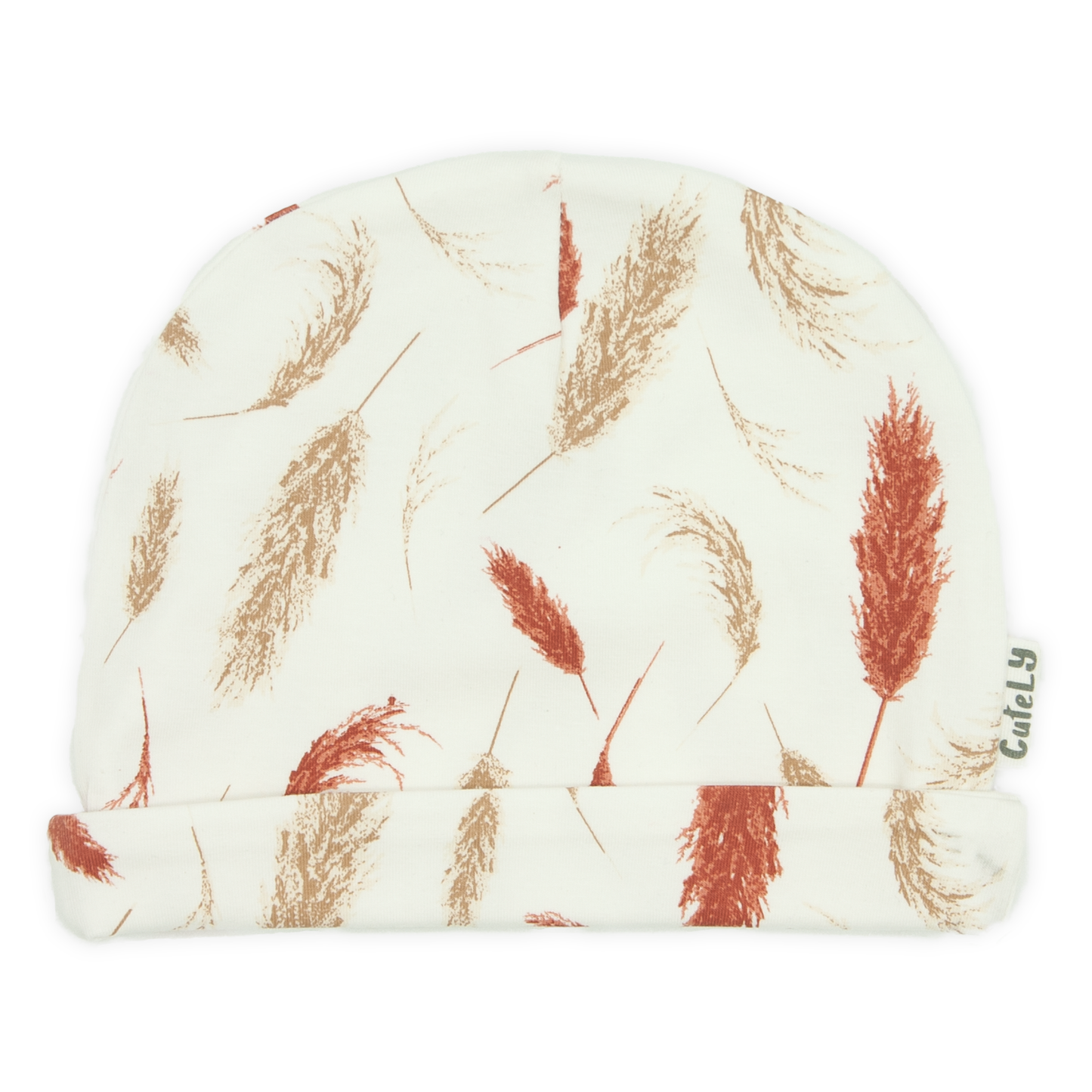 BEAUTY Beanie Federn Design Mütze in cremeweiß