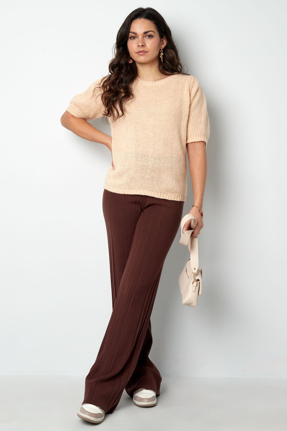 Nylon Damen Kurzarm Oberteil Gestrickt Rückenband Design