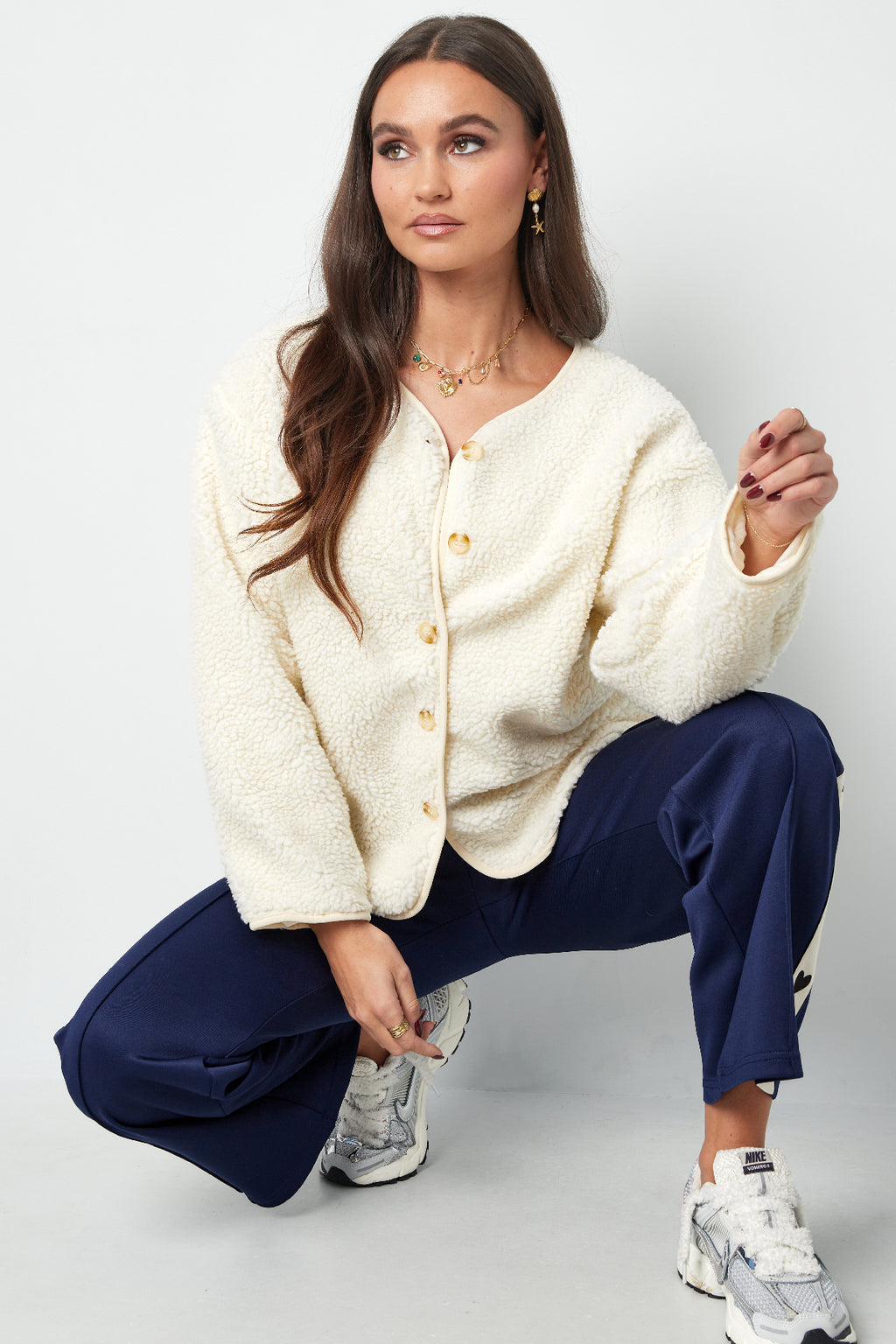 Gewebter Polyesterfaser Damen-Cardigan Casual Einfarbig Herbst/Winter