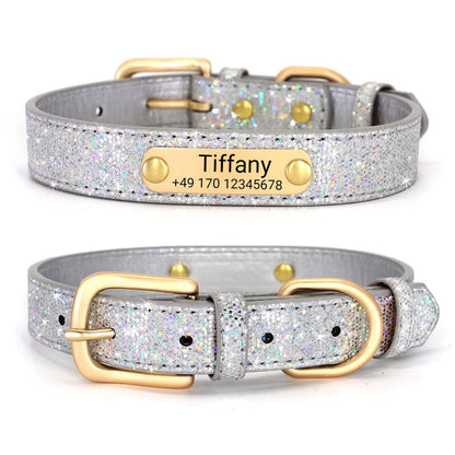 Hundehalsband "Tiffany" mit Namen und Telefon personalisiert. Lasergravur inklusive.
