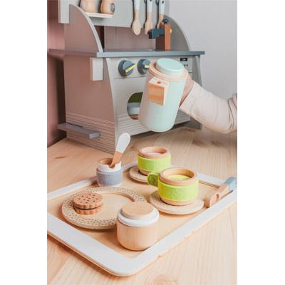 smallfoot Personalisierbare Kaffee- und Teeset Kinderküche Kinder Holzspielset ab 2 Jahren