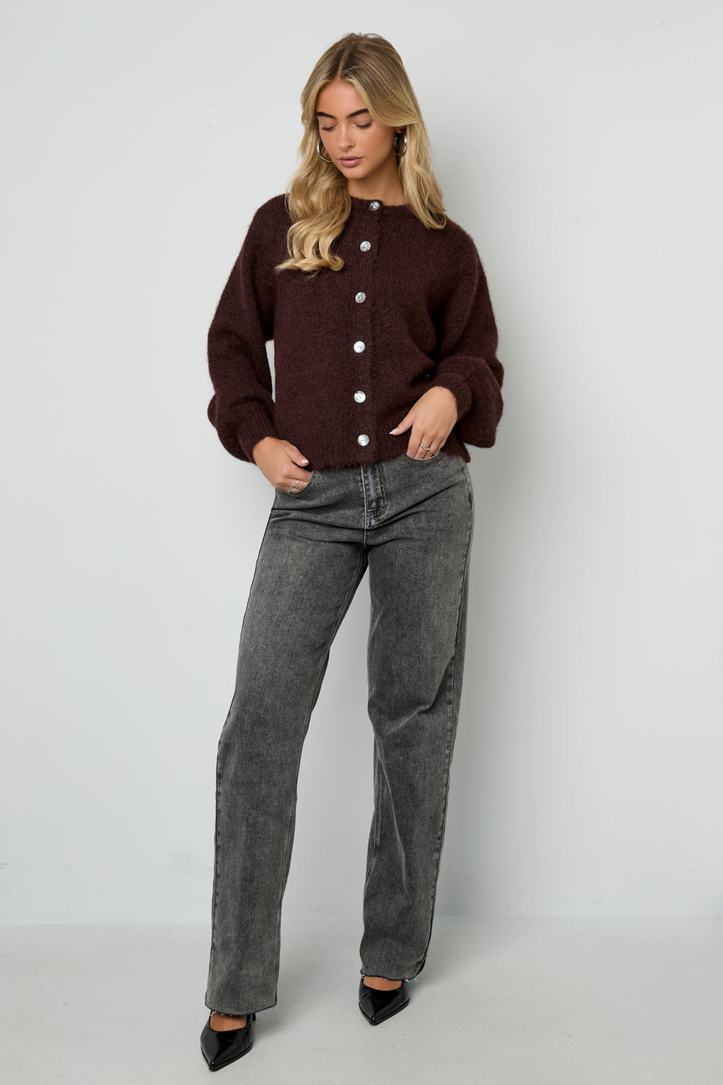 Gestrickte Polyesterfaser Damen-Cardigan Casual Einfarbig Herbst/Winter