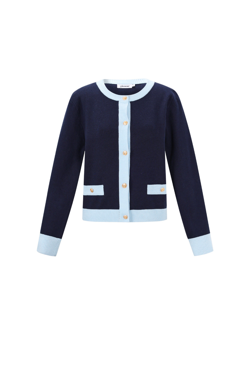 Gestrickte Polyester Damen Strickjacke Casual Farbkontrast