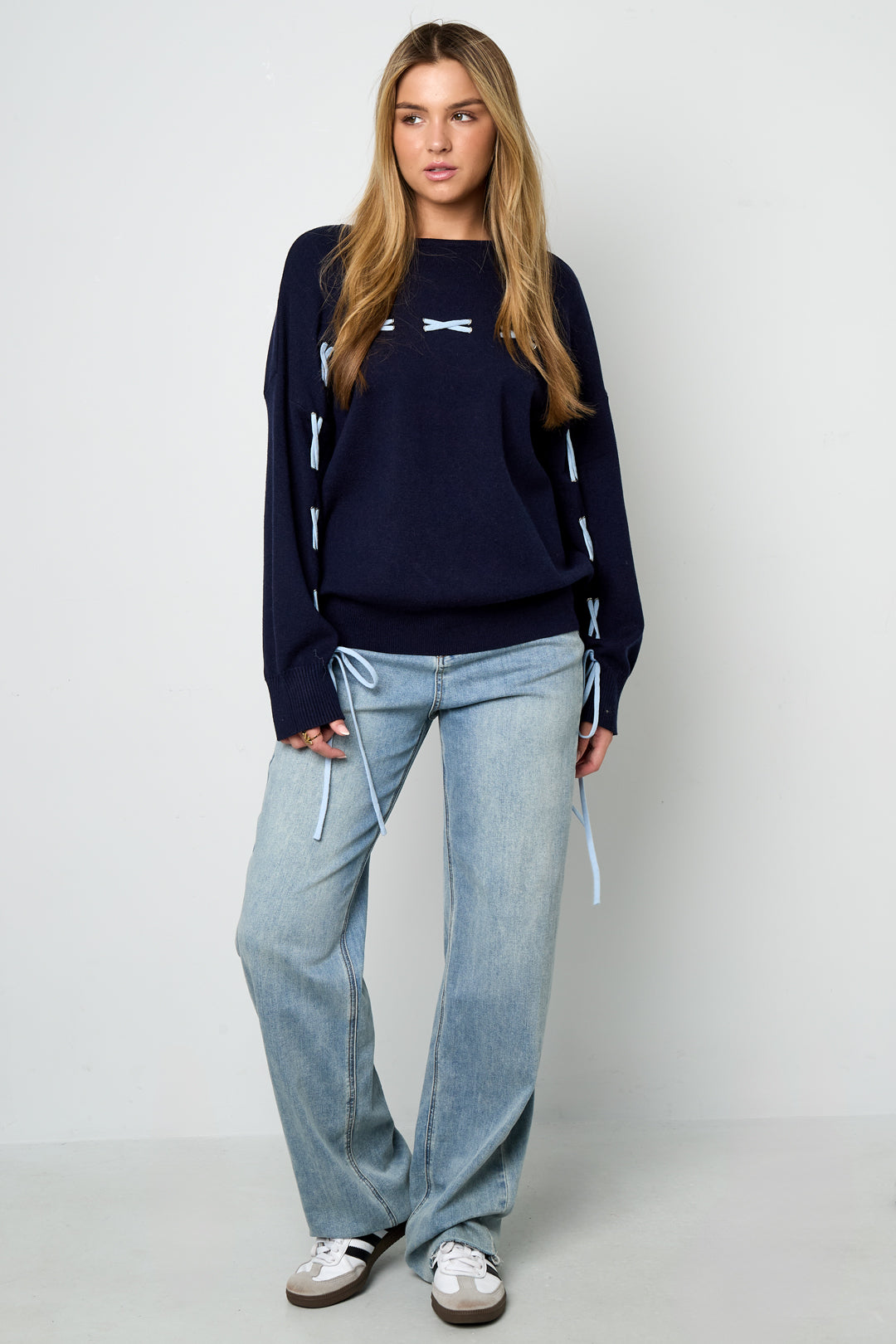 Gestrickte Viskose Damen Pullover Casual Farbkontrast