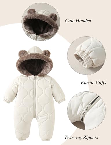 NEAWEALY Baby Winter Overall Schneeanzüge Fleece Gefüttert Warmer Jumpsuit mit Kapuze
