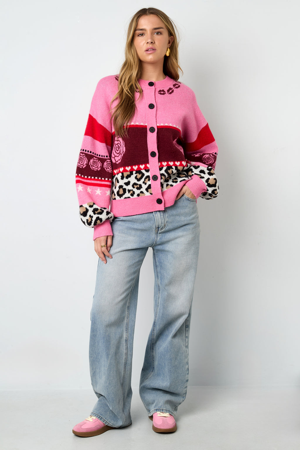 Gestrickte Polyesterfaser Damen Cardigan Casual Blumenmuster