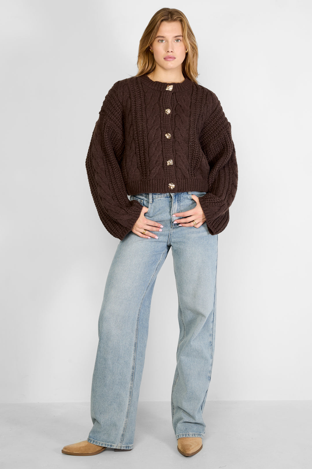 Gestrickte Polyesterfaser Damen-Cardigan Herbst/Winter Elegante Einfarbige