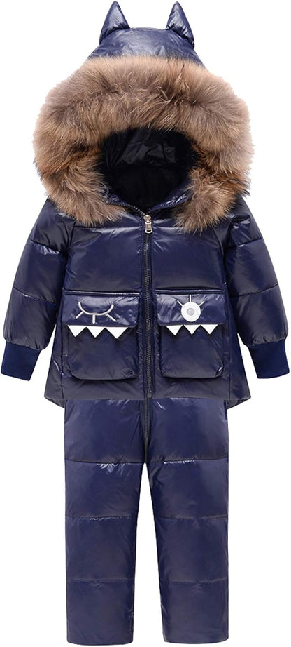 Amropi Skianzug Kinder Schneeanzug Daunenjacke mit Kapuze + Skihose 2tlg Winteranzug Set für 1-5 Jahre div. Farben