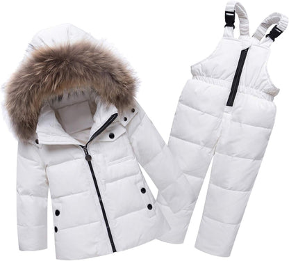 Amropi Skianzug Kinder Schneeanzug Daunenjacke mit Kapuze + Skihose 2tlg Winteranzug Set für 1-5 Jahre div. Farben