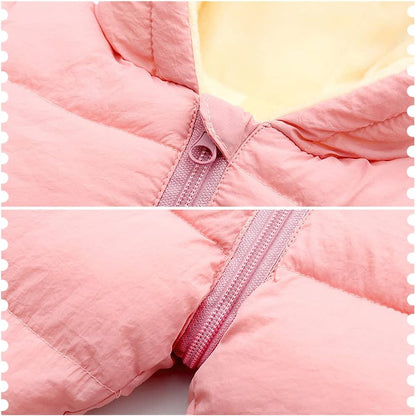 Schneeanzug mit Kapuze Fleece verdickter warmer Daunen Overall Kinder Schwarz, 80 / 9-12 Monate