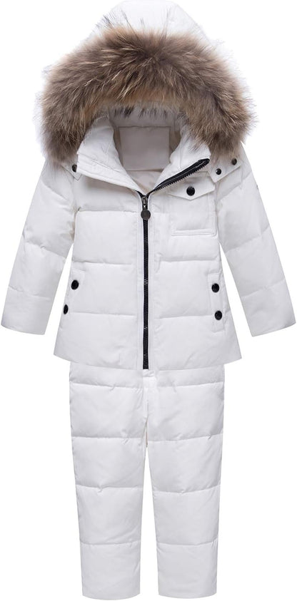Amropi Skianzug Kinder Schneeanzug Daunenjacke mit Kapuze + Skihose 2tlg Winteranzug Set für 1-5 Jahre div. Farben