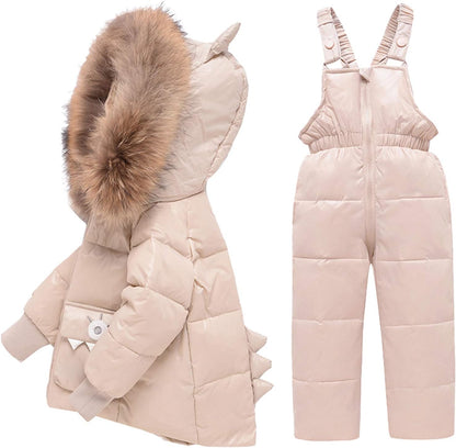 Amropi Skianzug Kinder Schneeanzug Daunenjacke mit Kapuze + Skihose 2tlg Winteranzug Set für 1-5 Jahre div. Farben
