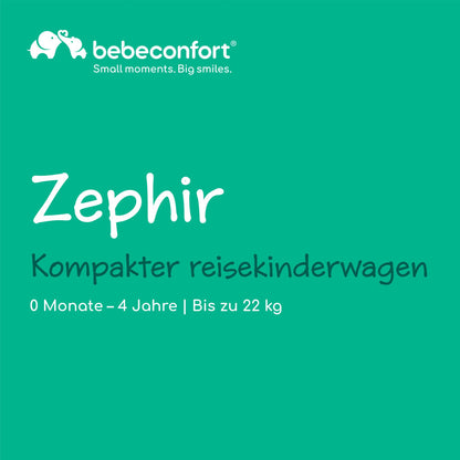Bebeconfort Zephir, kompakter Baby Kinderwagen, 0–4 Jahre (bis zu 22 kg), leichter Reise Buggy (4,5 kg), in Kabinengröße, flacher und verstellbarer Sitz, Aufbewahrungskorb