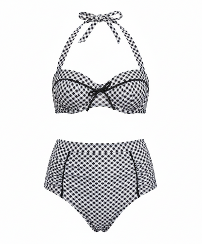 Bikini in schwarz-weiß Gingham