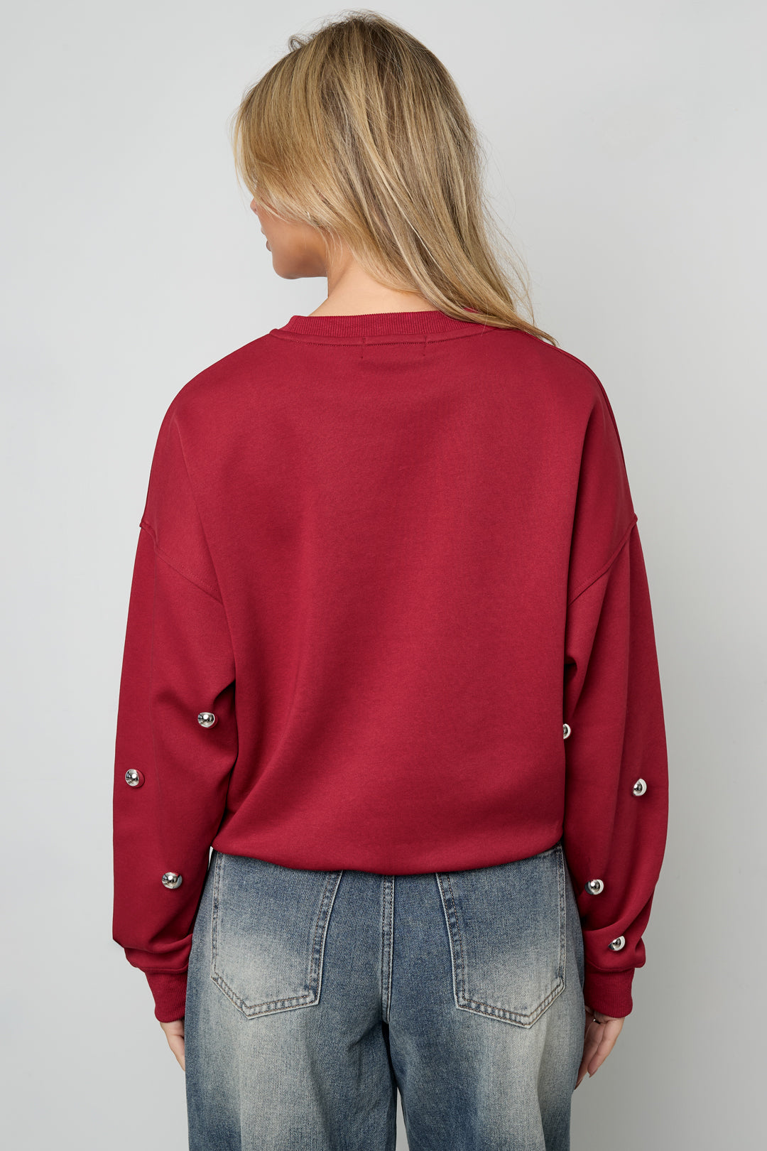 Gestrickte Baumwolle Damen Langarm Oberteil Casual Punkte