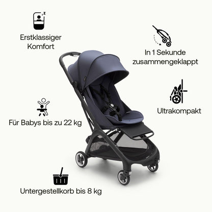 Bugaboo Butterfly ultrakompakter Reise-Kinderwagen, klein & leicht, einhändig faltbar und einfach zu lenken, ergonomischer City-Buggy für Babys ab 6 Monaten, mit viel Stauraum