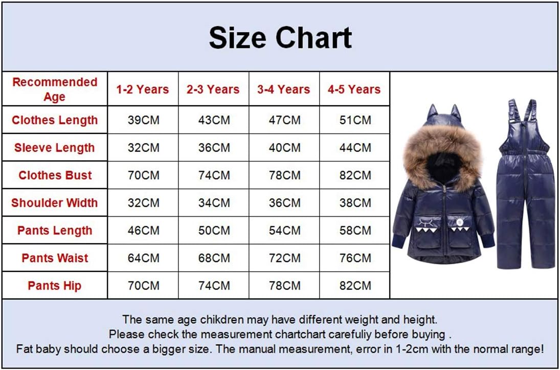 Amropi Skianzug Kinder Schneeanzug Daunenjacke mit Kapuze + Skihose 2tlg Winteranzug Set für 1-5 Jahre div. Farben