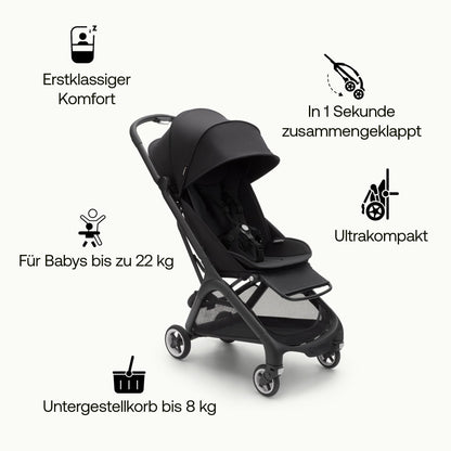 Bugaboo Butterfly ultrakompakter Reise-Kinderwagen, klein & leicht, einhändig faltbar und einfach zu lenken, ergonomischer City-Buggy für Babys ab 6 Monaten, mit viel Stauraum