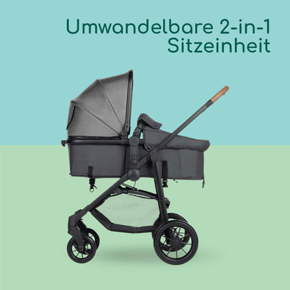 Bebeconfort Luvia Trio, Kinderwagen 3 in 1, 0–4 Jahre (0–22 kg), Baby Kinderwagen, Babyschale, Kinderwagenaufsatz, Smartes Faltsystem, Verstellbarer Schieber, Stoßdämpfung auf Rädern