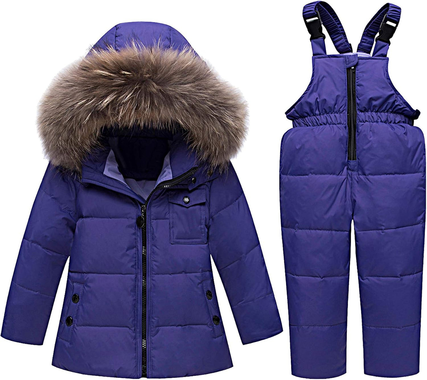 Amropi Skianzug Kinder Schneeanzug Daunenjacke mit Kapuze + Skihose 2tlg Winteranzug Set für 1-5 Jahre div. Farben