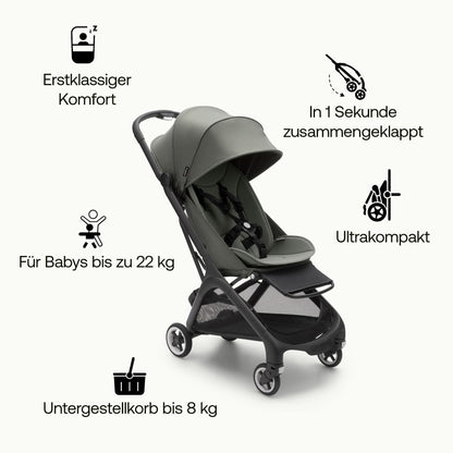 Bugaboo Butterfly ultrakompakter Reise-Kinderwagen, klein & leicht, einhändig faltbar und einfach zu lenken, ergonomischer City-Buggy für Babys ab 6 Monaten, mit viel Stauraum
