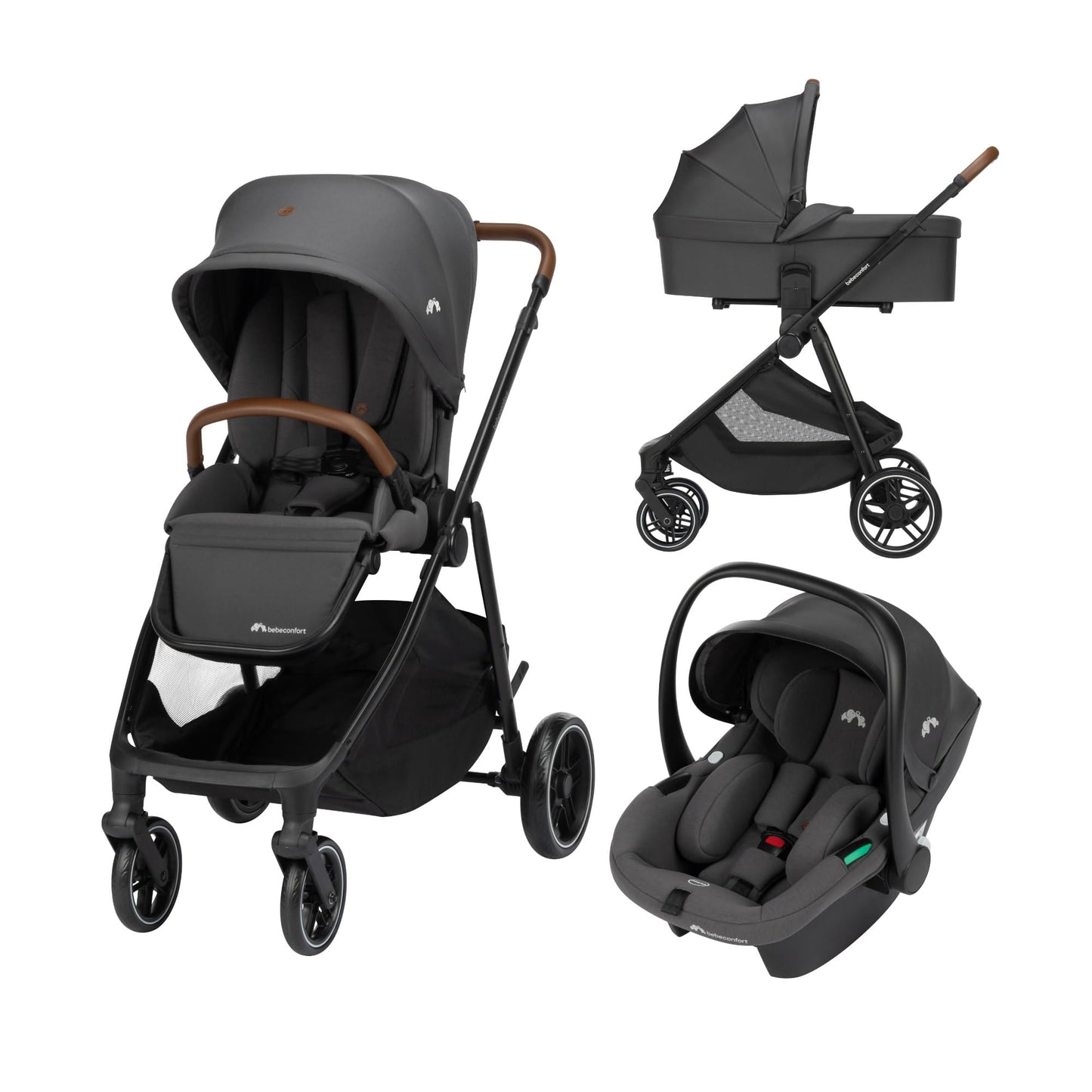 Bebeconfort Luvia Trio, Kinderwagen 3 in 1, 0–4 Jahre (0–22 kg), Baby Kinderwagen, Babyschale, Kinderwagenaufsatz, Smartes Faltsystem, Verstellbarer Schieber, Stoßdämpfung auf Rädern