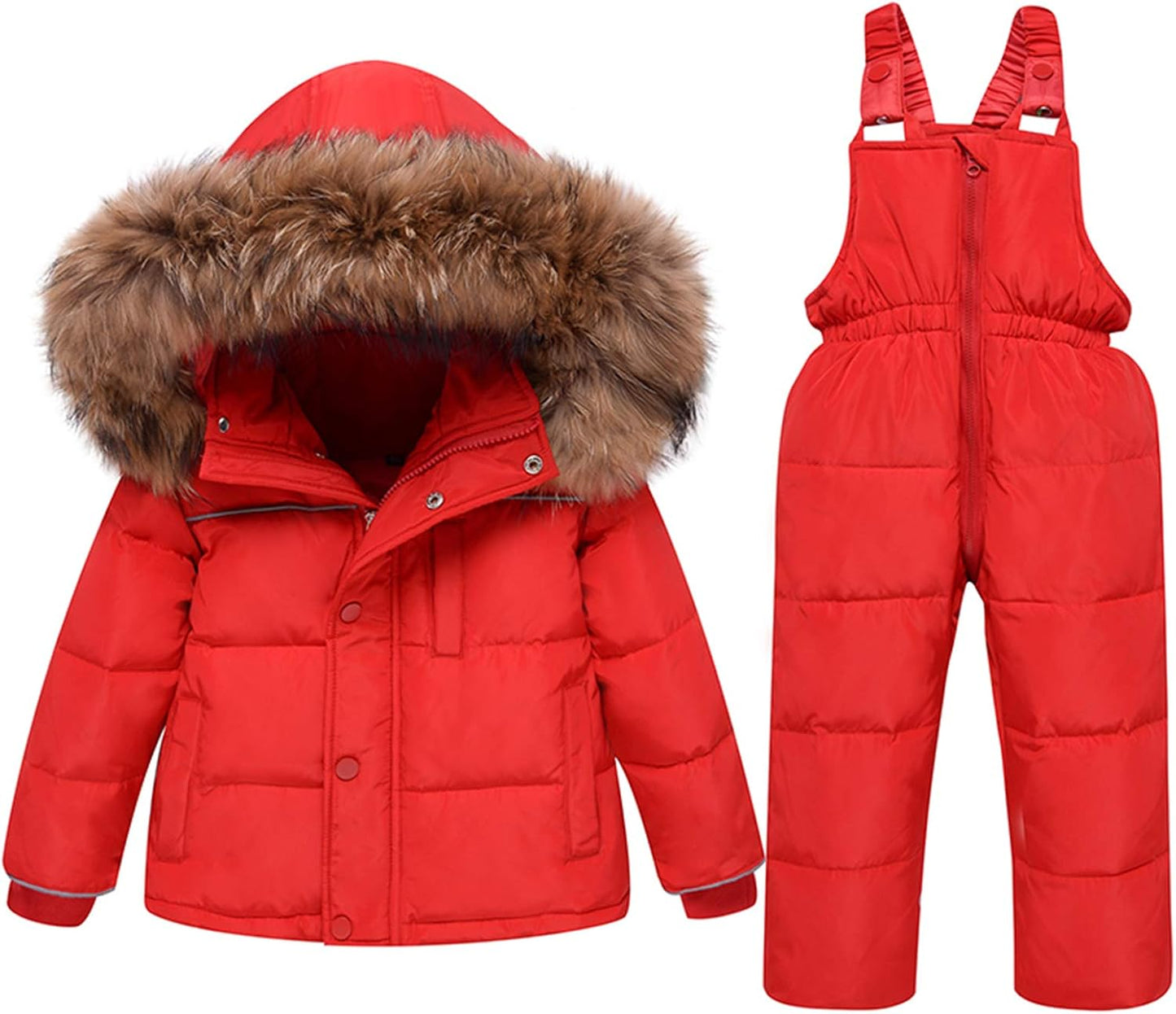Amropi Skianzug Kinder Schneeanzug Daunenjacke mit Kapuze + Skihose 2tlg Winteranzug Set für 1-5 Jahre div. Farben