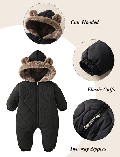 NEAWEALY Baby Winter Overall Schneeanzüge Fleece Gefüttert Warmer Jumpsuit mit Kapuze