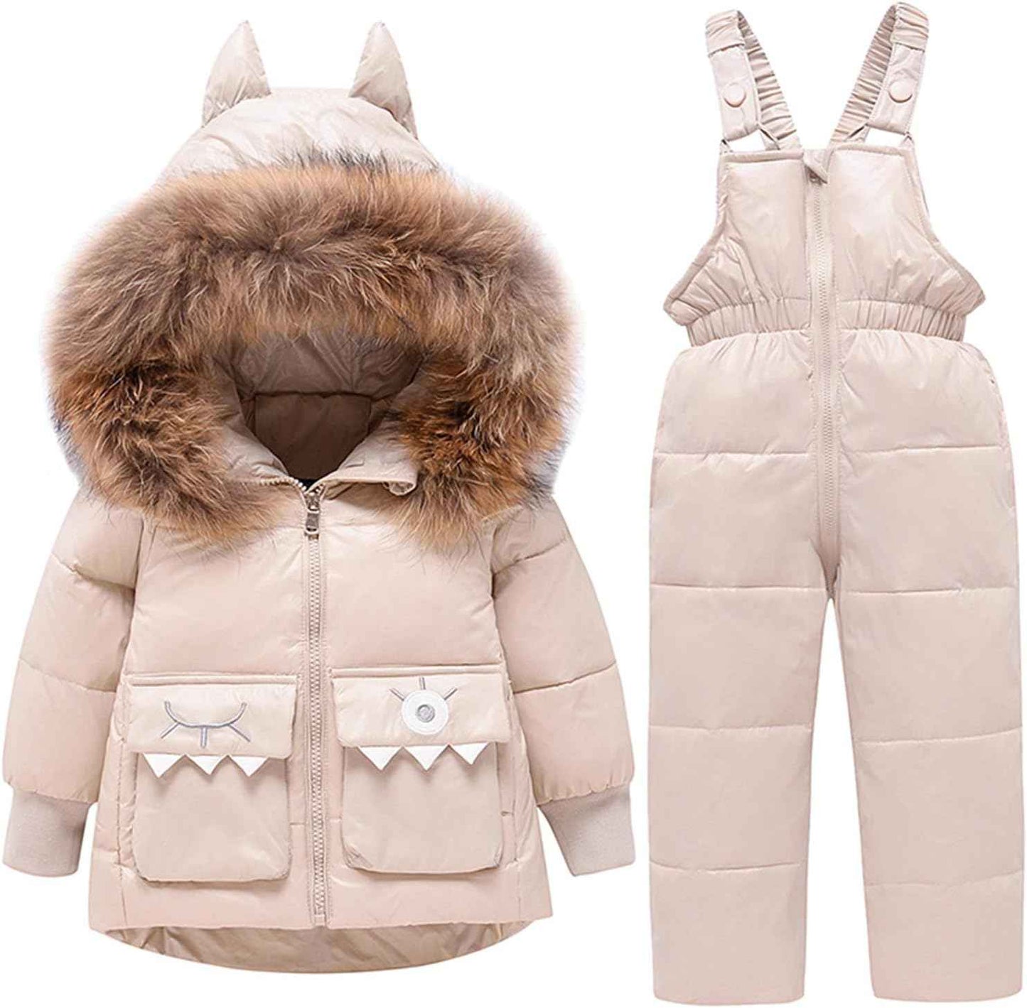 Amropi Skianzug Kinder Schneeanzug Daunenjacke mit Kapuze + Skihose 2tlg Winteranzug Set für 1-5 Jahre div. Farben