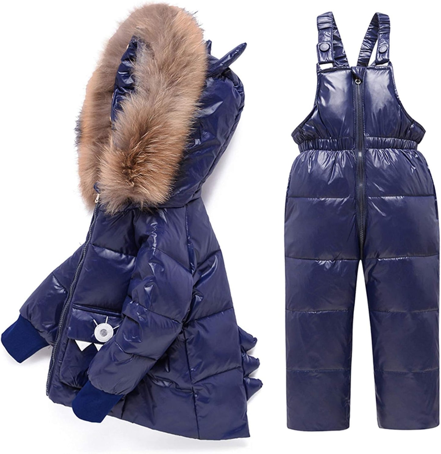 Amropi Skianzug Kinder Schneeanzug Daunenjacke mit Kapuze + Skihose 2tlg Winteranzug Set für 1-5 Jahre div. Farben