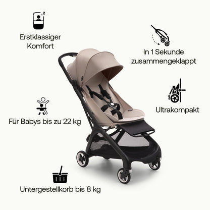 Bugaboo Butterfly ultrakompakter Reise-Kinderwagen, klein & leicht, einhändig faltbar und einfach zu lenken, ergonomischer City-Buggy für Babys ab 6 Monaten, mit viel Stauraum