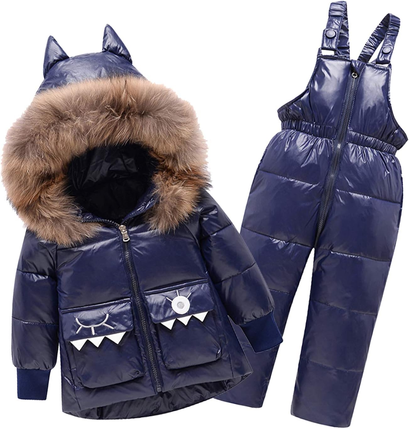 Amropi Skianzug Kinder Schneeanzug Daunenjacke mit Kapuze + Skihose 2tlg Winteranzug Set für 1-5 Jahre div. Farben