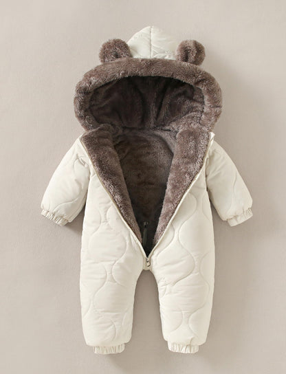 NEAWEALY Baby Winter Overall Schneeanzüge Fleece Gefüttert Warmer Jumpsuit mit Kapuze