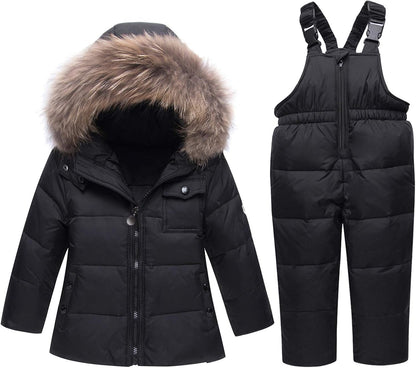 Amropi Skianzug Kinder Schneeanzug Daunenjacke mit Kapuze + Skihose 2tlg Winteranzug Set für 1-5 Jahre div. Farben
