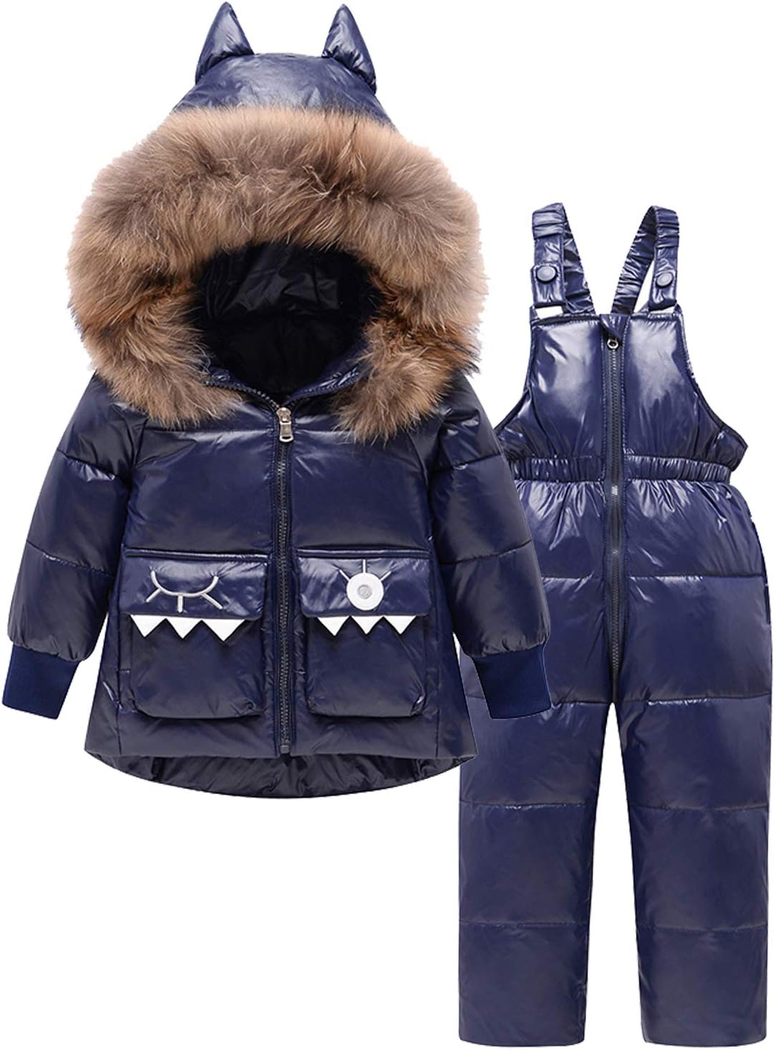 Amropi Skianzug Kinder Schneeanzug Daunenjacke mit Kapuze + Skihose 2tlg Winteranzug Set für 1-5 Jahre div. Farben